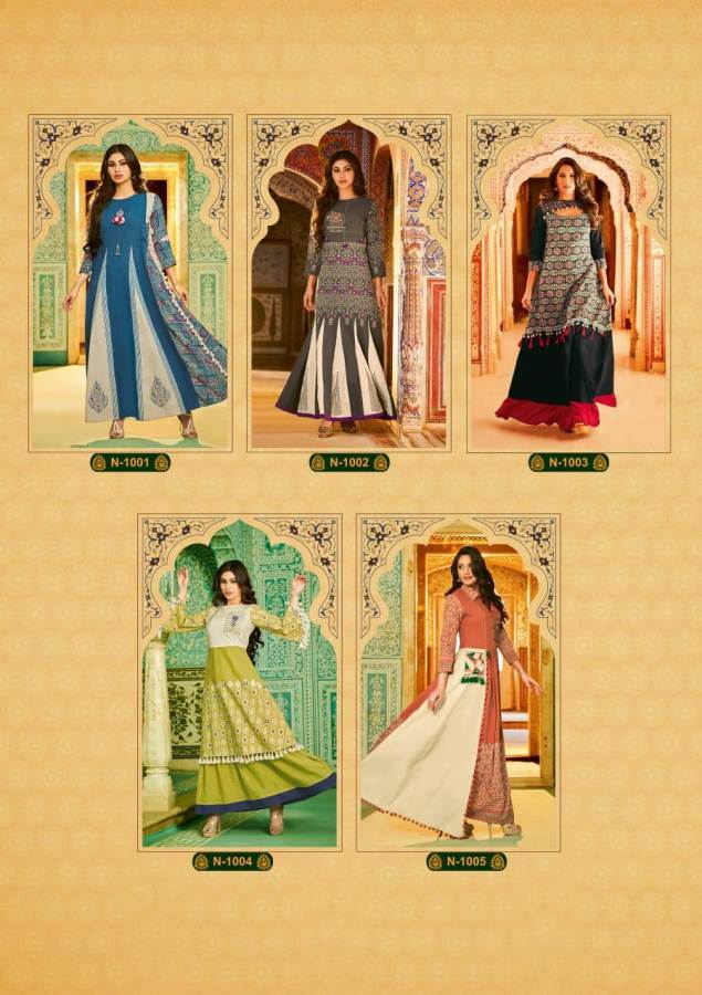 Kiana Nazrana Special Designer Festive Wear Long Cotton Kurtis Collection

